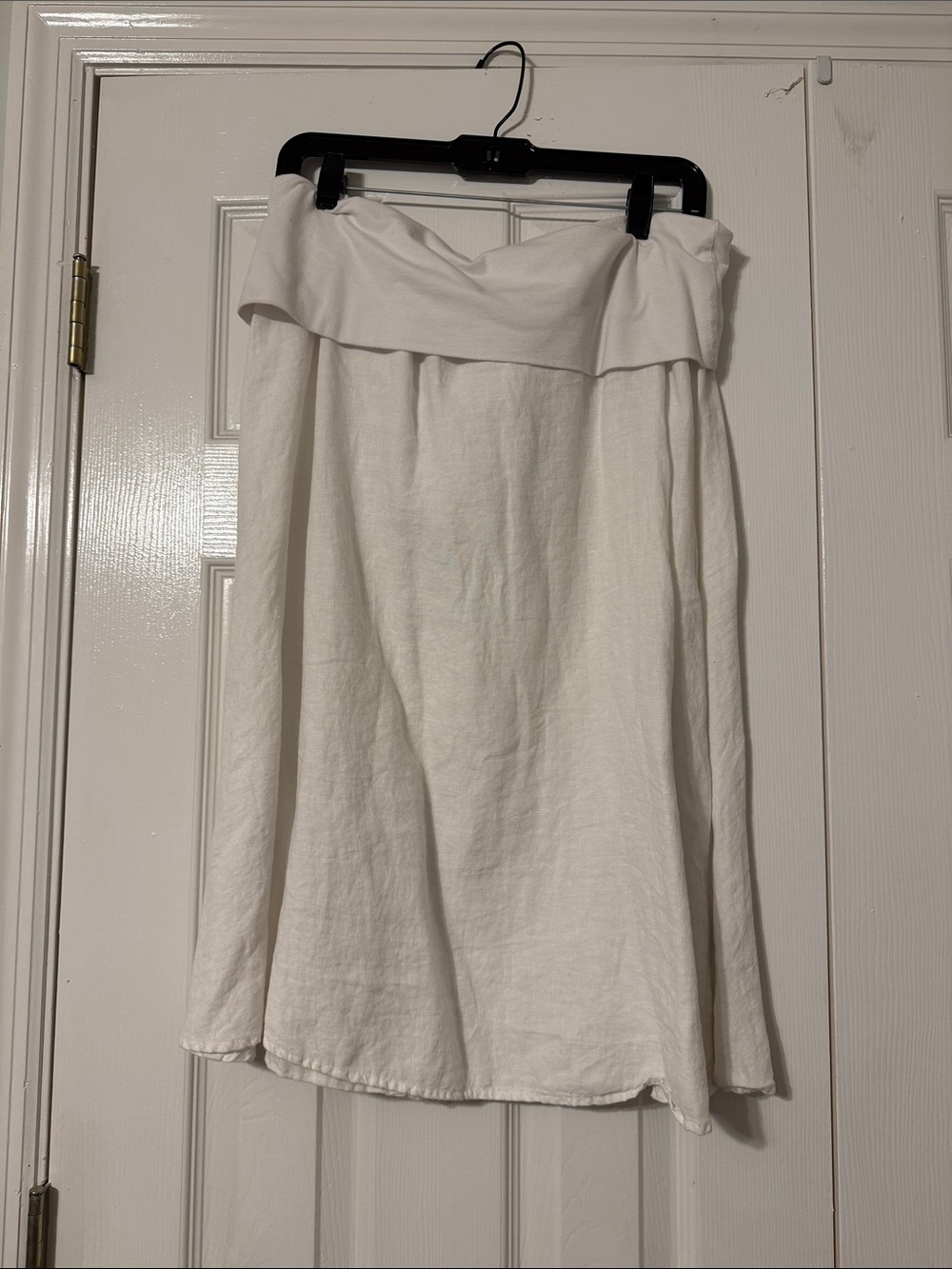Allen Allen Cream Foldover Waist Midi Skirt